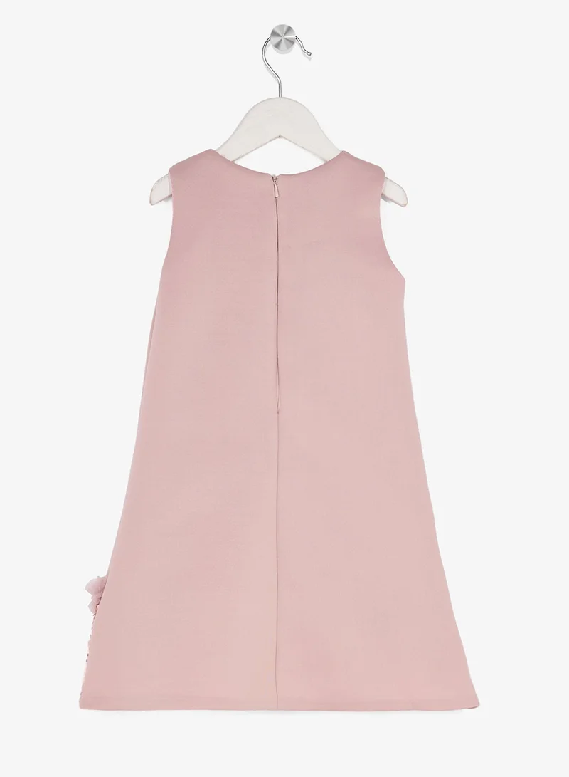 Little Golden Apple Little Cut Sleeve With Sequin Dress